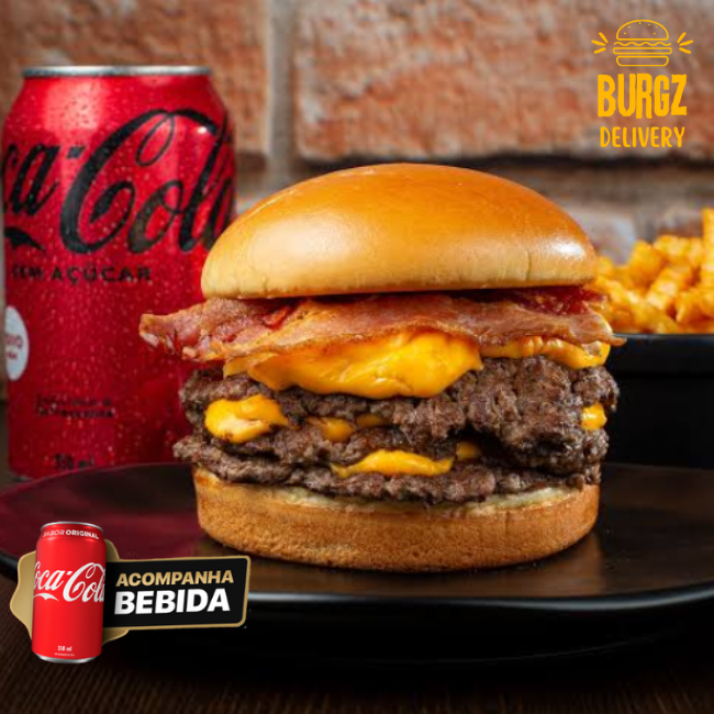 2x Combo Burgz Crispy Bacon em DOBRO + 2x Coca-Cola + 2x Fritas